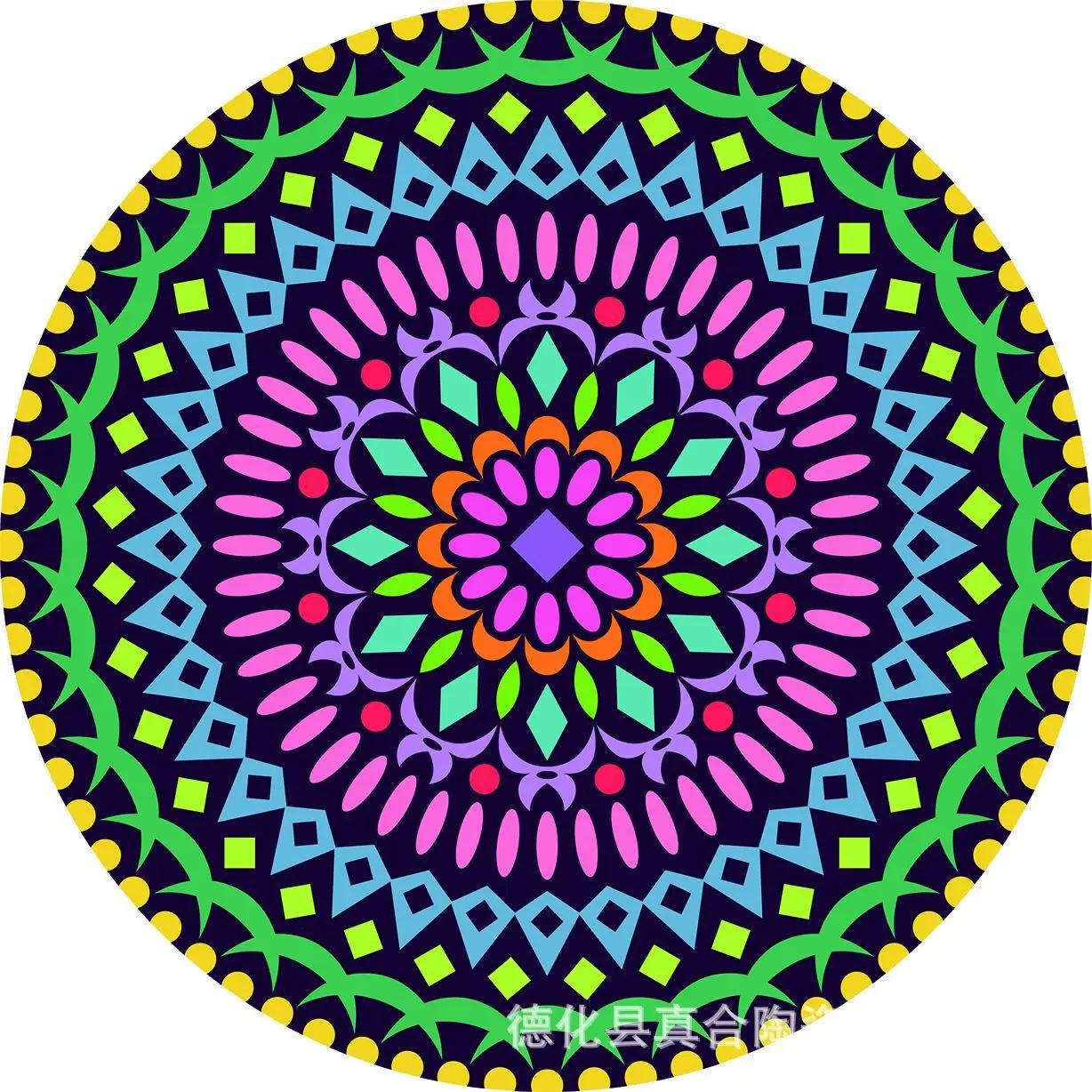 

Mandala Flower Cup Coaster Round Ceramic Placemats Non-slip Tablemat Insulated Coasters Kitchen Decoration Tableware Home Decor 10.4x10.4cm