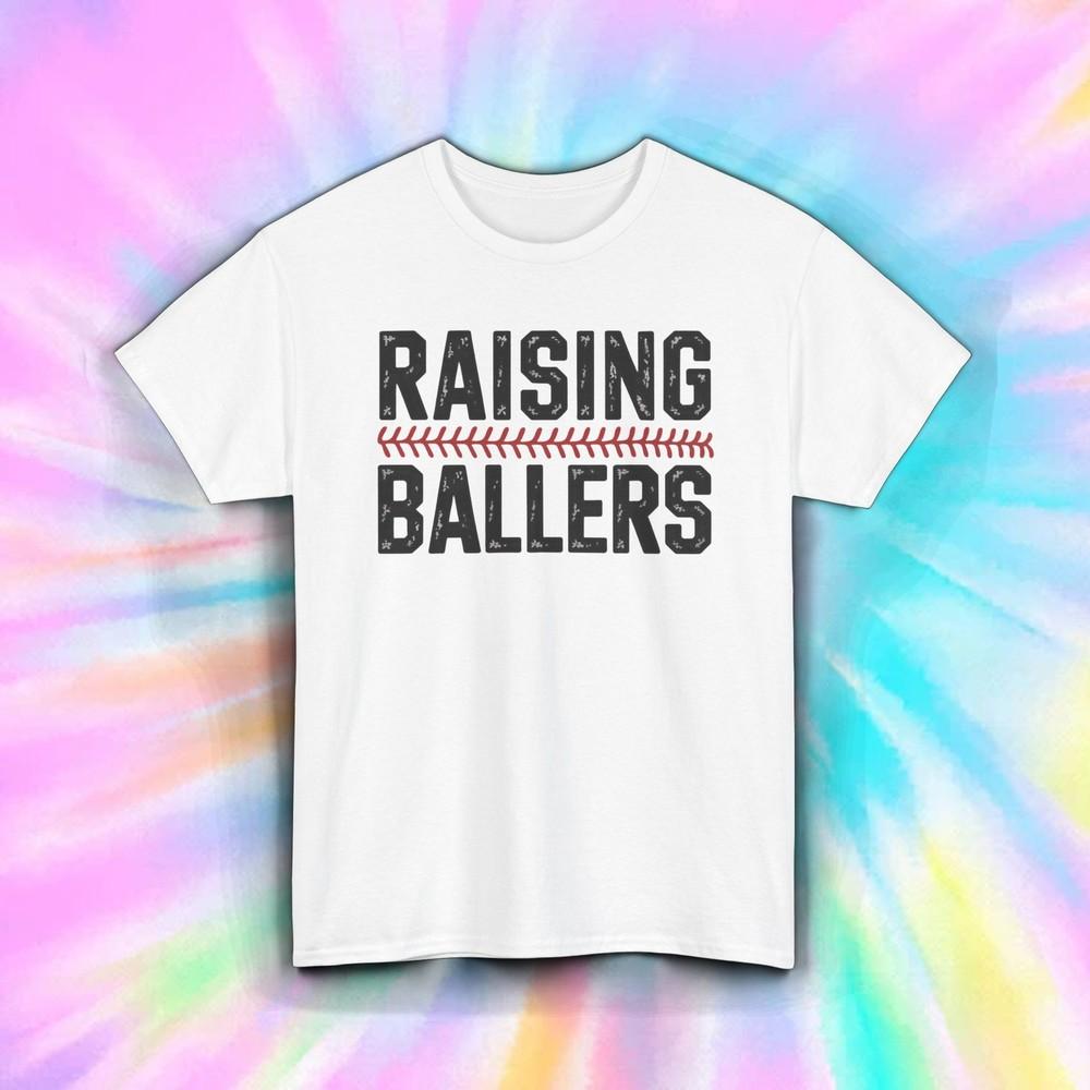 Raising Ballers Baseball Mom Life Sports Graphic Quote Tee Shirt S-5XL
