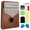 FINETHER Kalimba Thumb Piano 17-Key African Instrument Handmade Wooden Peach Blossom Natural Color Healing Music Beginner's Guide Tuning Tool Storage