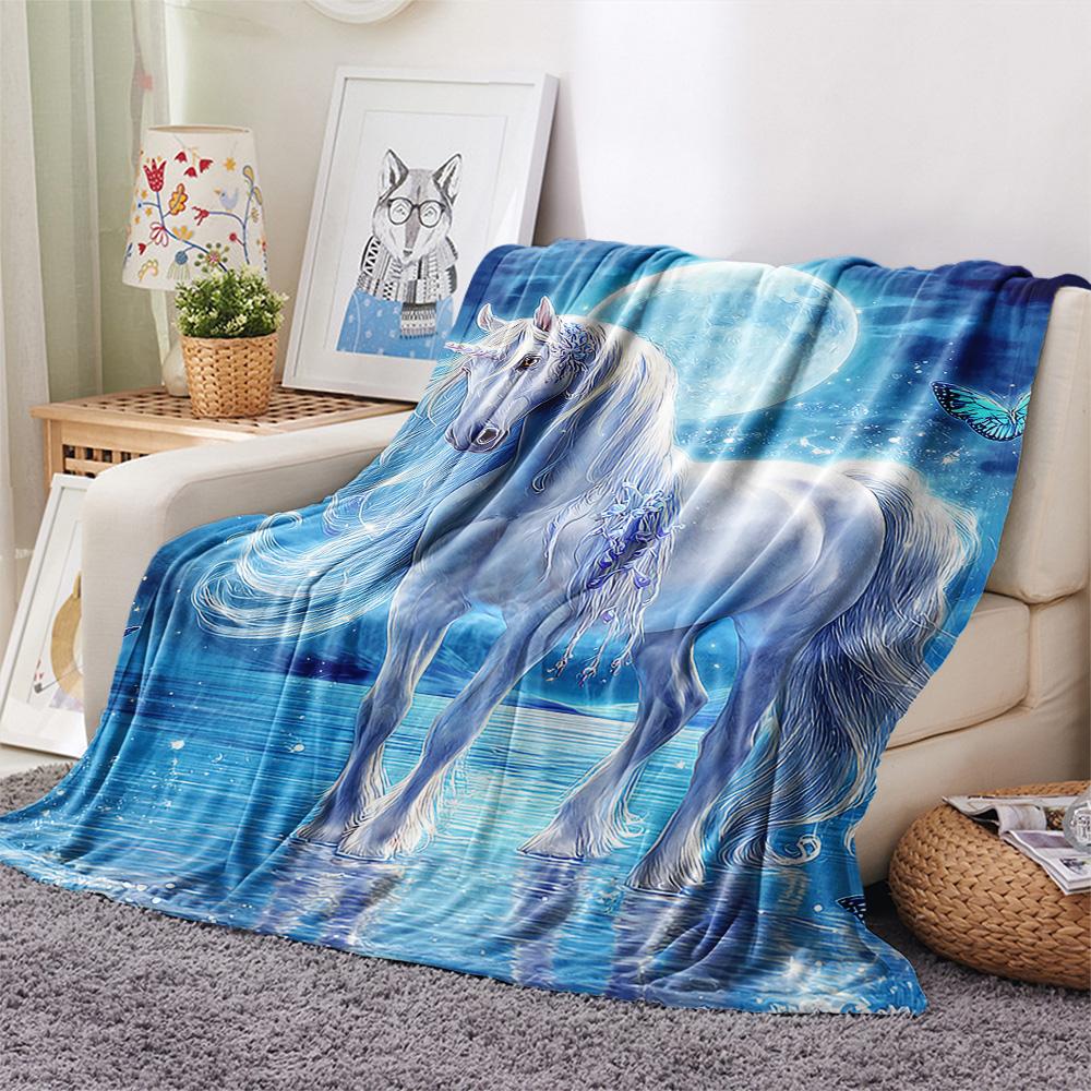 Unicorn Print Flannel Blanket, High Quality Comfortable for All Seasons, Home Decor, Warmth and Comfort, Perfect for Christmas Gifts