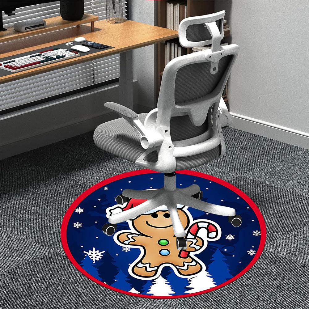 

1pc Gingerbread Man Chair Carpet for Office, Round Non Slip Durable Large Size Office Carpet, Suitable for Office 80cm
