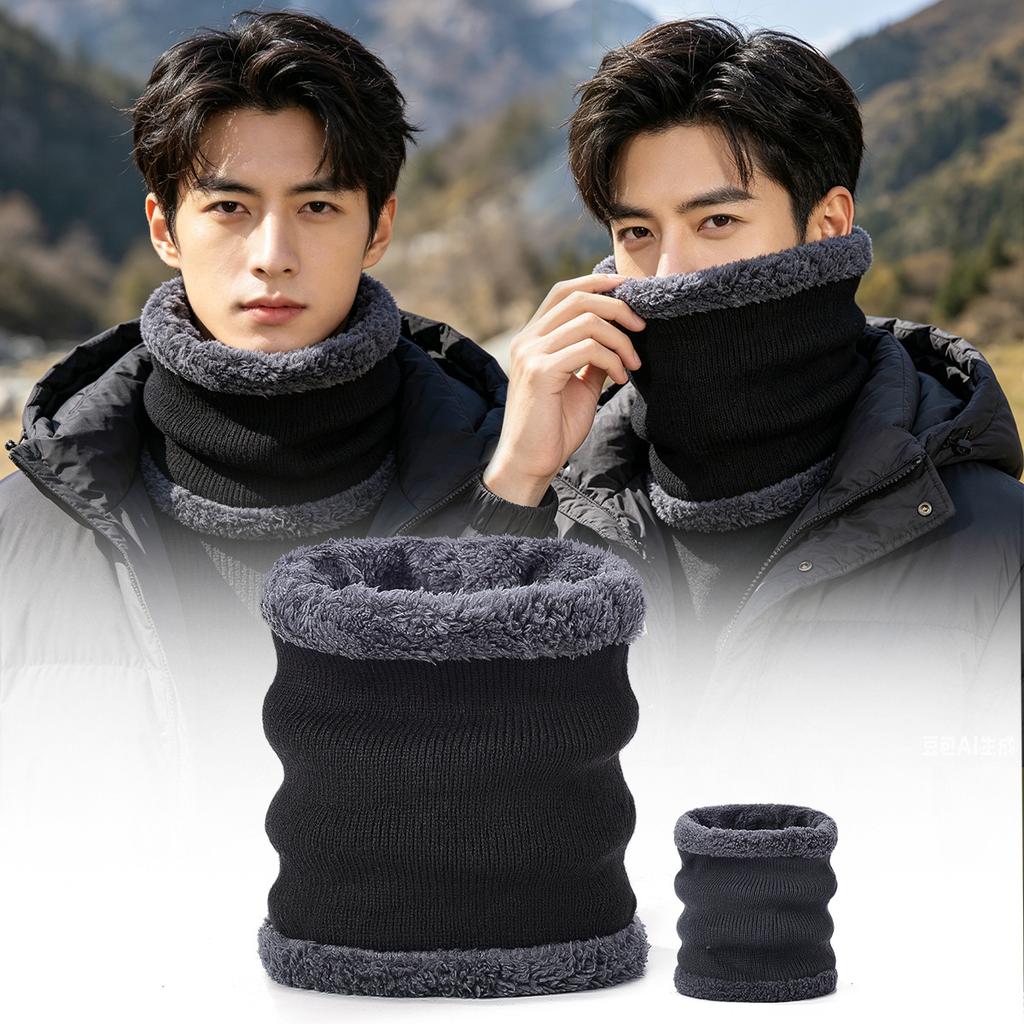 Unisex Winter Warm Knit Neck Warmer Fleece Lined Outdoor Scarf