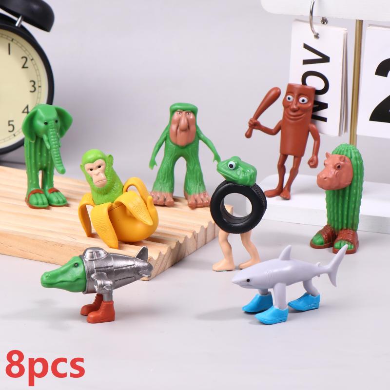 

8 шт. Итальянский маразм Аниме Экшн-фигурки Тунг Тунг Тунг Сахур Украшения Фигурка Смешной Мем ПВХ Игрушка Модель Домашний Декор Детский Подарок one size