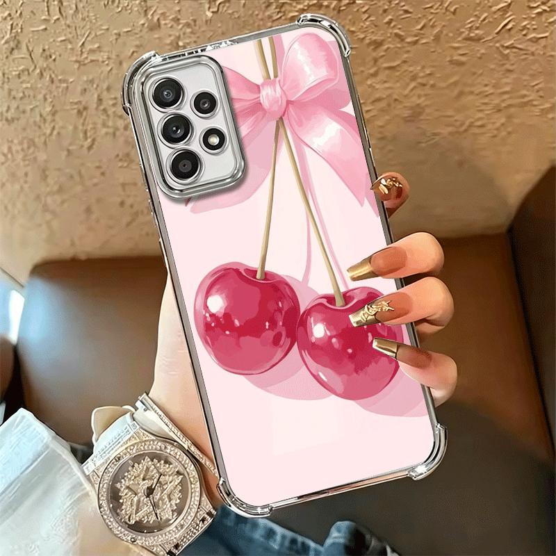 Cherry Bow Sweet Soft Phone Case For Samsung A17 A27 A07 A37 A57 A16 A56 A15 A55 A14 A54 A13 A53 A26 A36 A25 A35 A24 A34 A23 A33