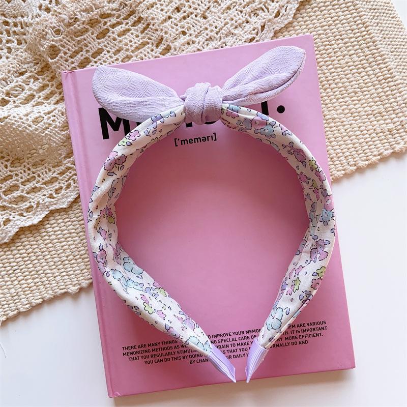 

Kids Wide-Brim Floral Fabric Headband & Bow Geometric Hair Clips Set