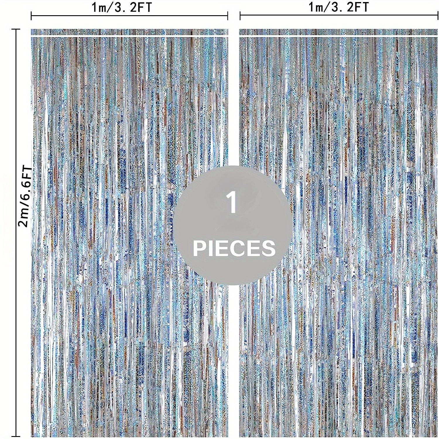 

1pc Silvery Metallic 3.2ftx6.6ft Tinsel Foil Fringe|Door Streamer Photo Booth Backdrop for Birthday Graduation Party Decorations