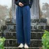 Nieuwe Winter Artistieke Retro Geribbelde Slankmakende Gewatteerde Dames Warme Katoen Linnen Broek