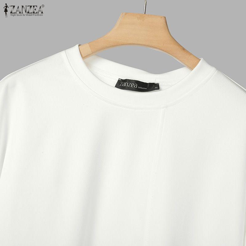 ZANZEA Women Casual Round Neck Summer Half Sleeve T-Shirts