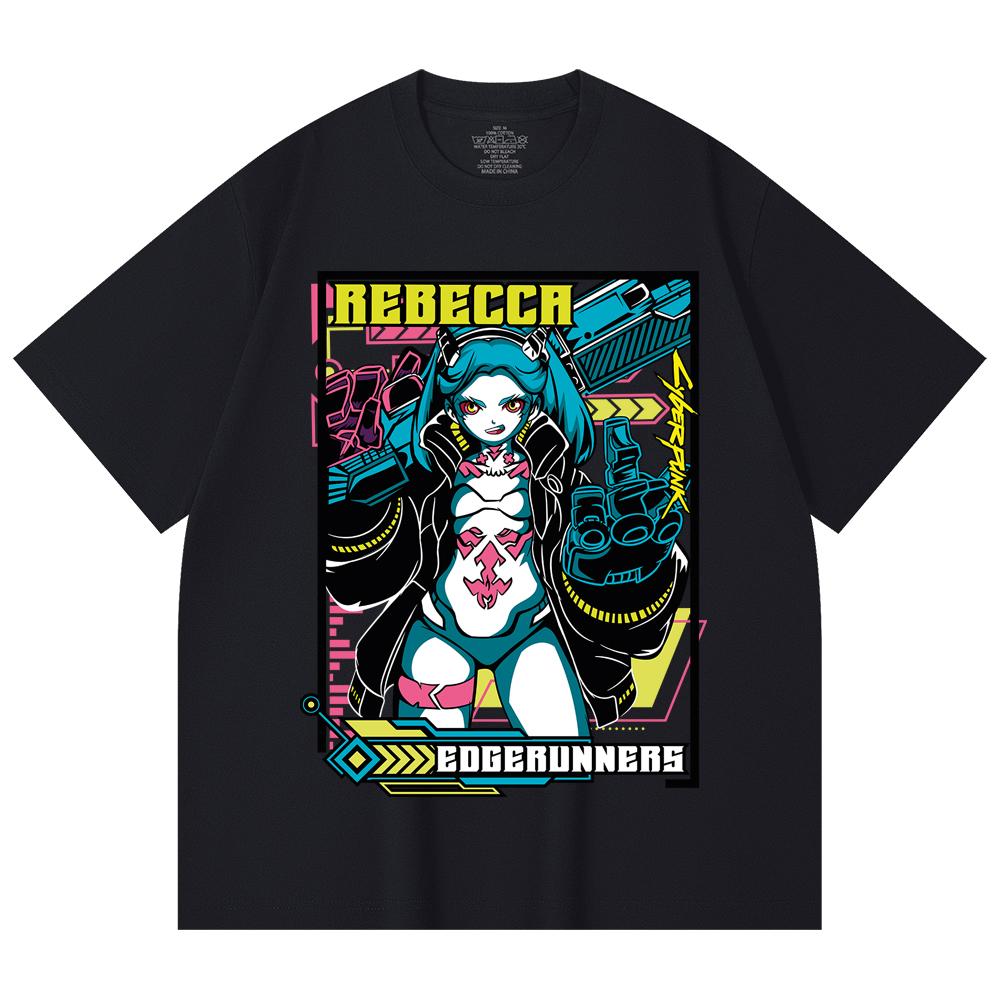 230 Gsm 100% Cotton Cyberpunk V9 Rebecca Print Unisex Heavy Cotton T Shirt
