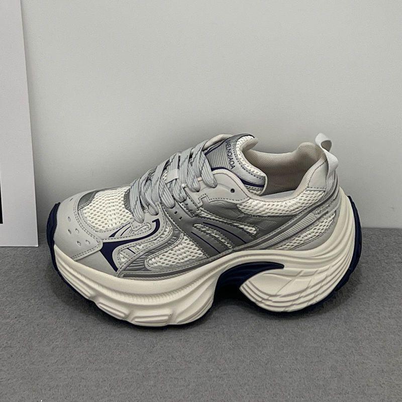 Women's 2025 Autumn & Winter Genuine Leather Dad Shoes, 8cm Thick Sole, Height-Increasing, Versatile Casual Plus Velvet Cotton Shoes