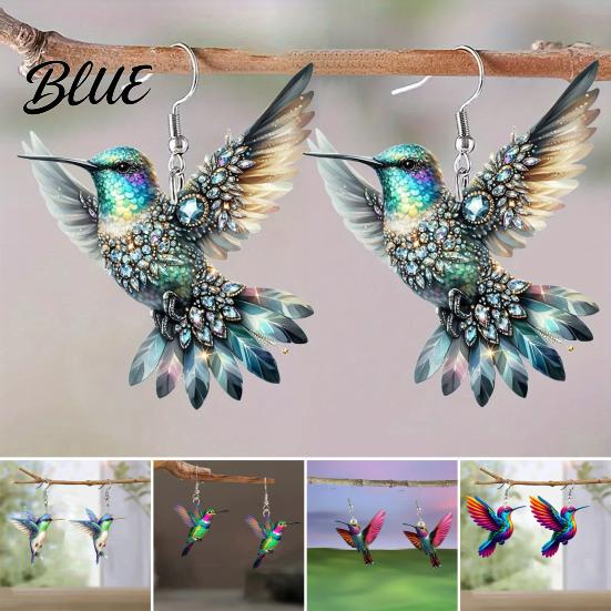 Lady Ear Jewelry 1 Pair Acrylic Colorful Bird Dangle Earrings