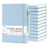 Feela A5 Light 64 Horizontal Paltell Synthetic Leather Hard Horizontal Interior Bookmark Classic Memo Pad Notebook, 12-Pack, Blue, A-Ruled, 7mm,