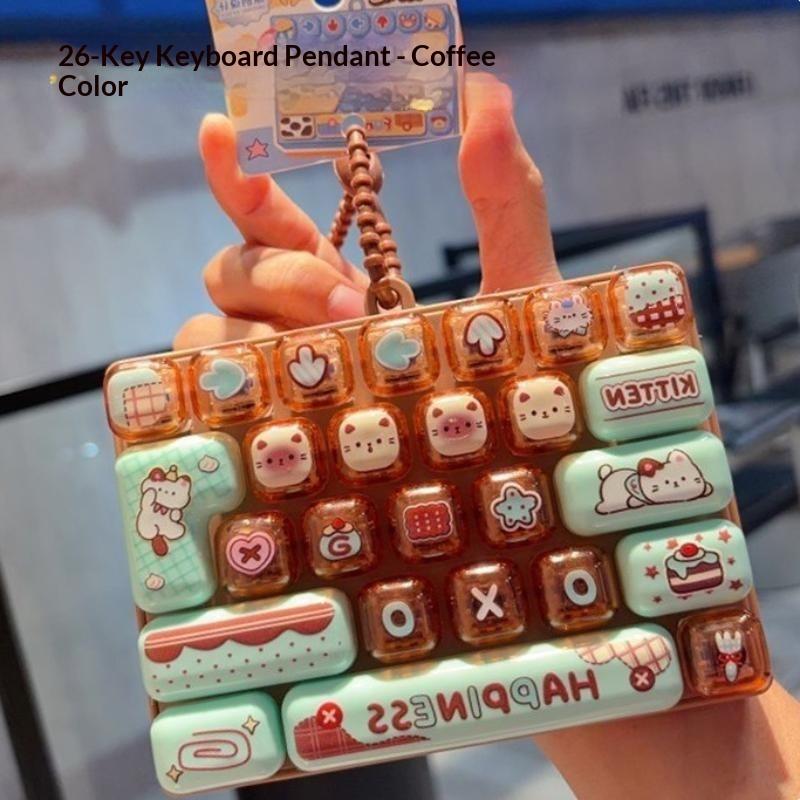Candy Color 26 Keys Keycap Clicker Keychain Mini Stress Relief Fidget Toy Lovely Bag Pendant for Kids Birthday Gift