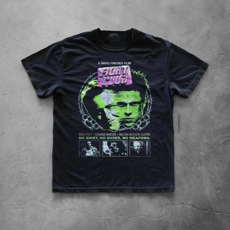 Fight Club Cotton T-Shirt Retro Movie Brad Pitt Tyler Durden 90s Fight Club Tee XL