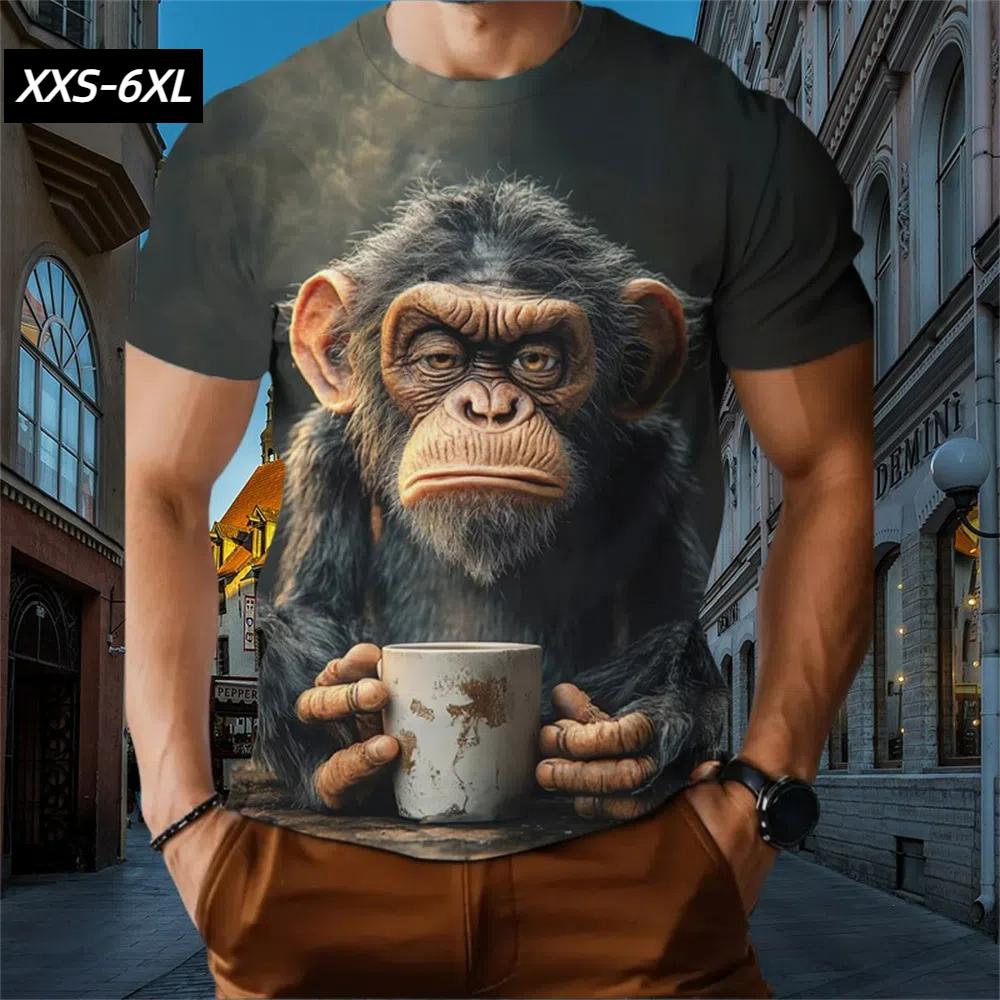 XXS-6XL Plus Size T-Shirts for Men Funny Cartoon Animal 3D Print Short Sleeve Tops Tees Summer Men's Casual Clothing Pullover