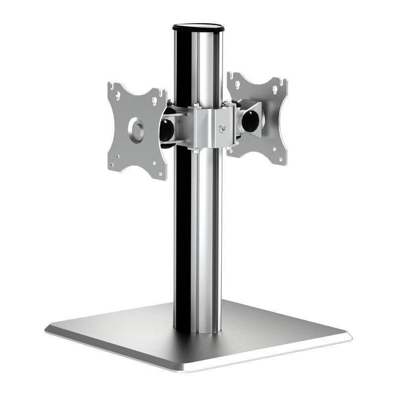 AL211 Silver Dual Monitor Stand for Two-Screen Desktop Setup Silver Back-to-Back [40 cm]