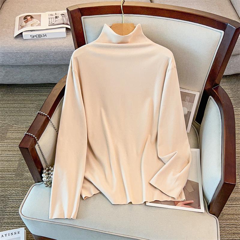 Plus-Size Women's Double-Sided Fleece Thermal Base Layer with Half-High Collar (200-300 Jin)
