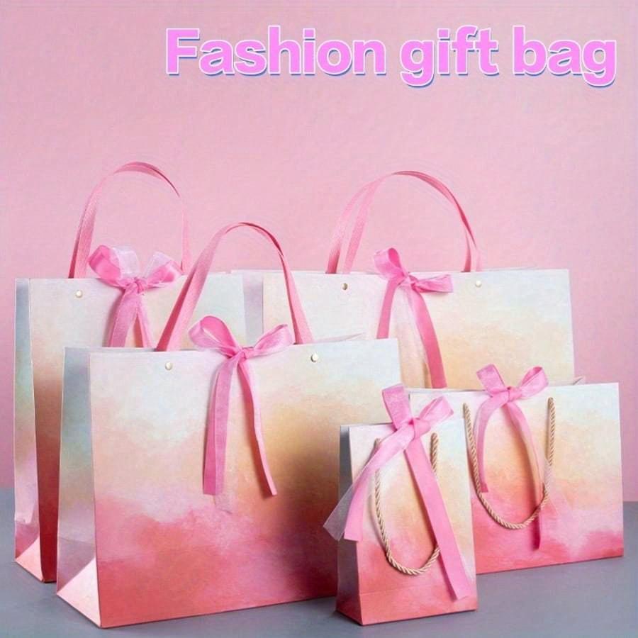 Large Gift Bags, 1PC Gift Bag With Ribbon, Portable Paper Gift Bag With Handles, Birthday Gift Bags, Present Bags For Wedding Party Valentine Day