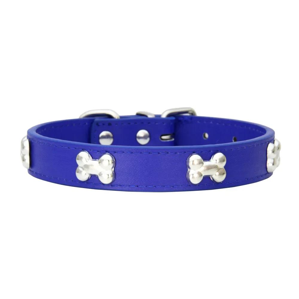 New pet PU leather bone dog collar for cross - border spot wholesale, can be matched with traction belt
