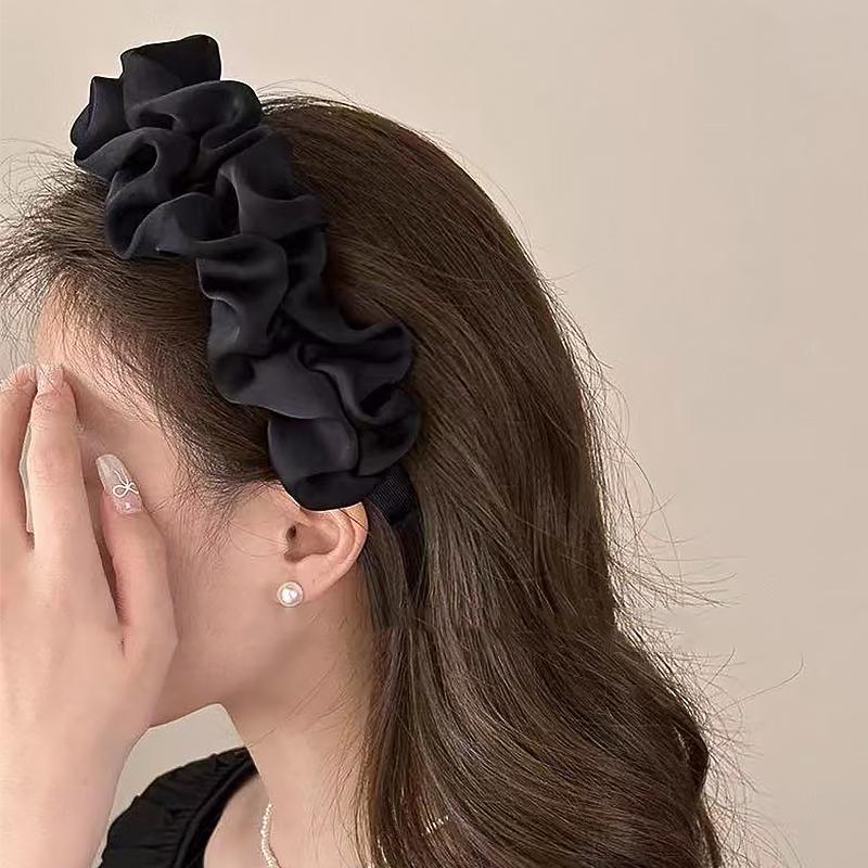 Solid Color Wide-brimmed Pleated Headband for Women Elegant Face Wash Hairband Fashion Girl Hair Accessories hair tie