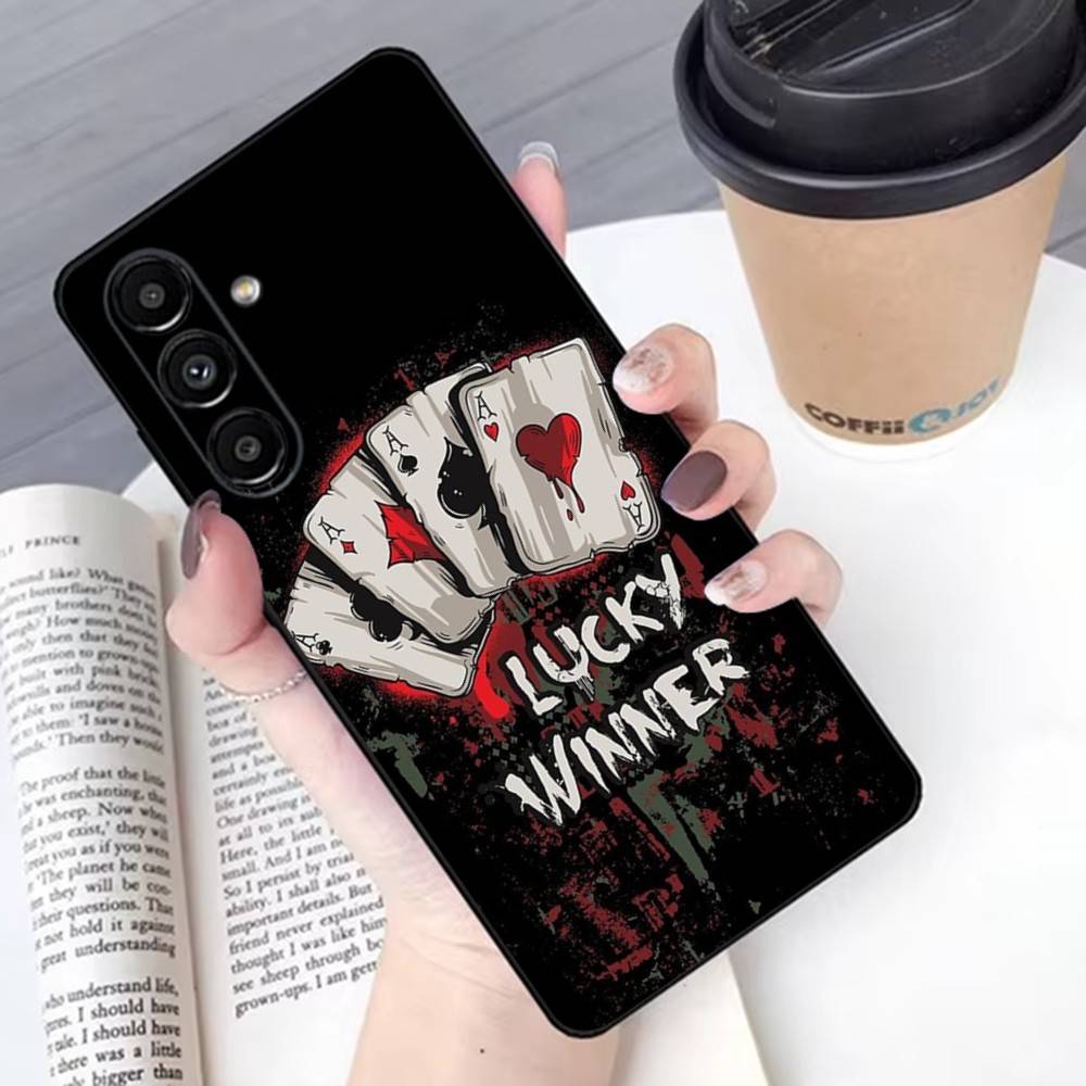 Poker Ace of Spades Phone Case For Samsung S 25,24,23,22,30,21,10,9,Ultra,Plus,Lite,FE,4G,5G Black Soft Case Samsung S24Plus