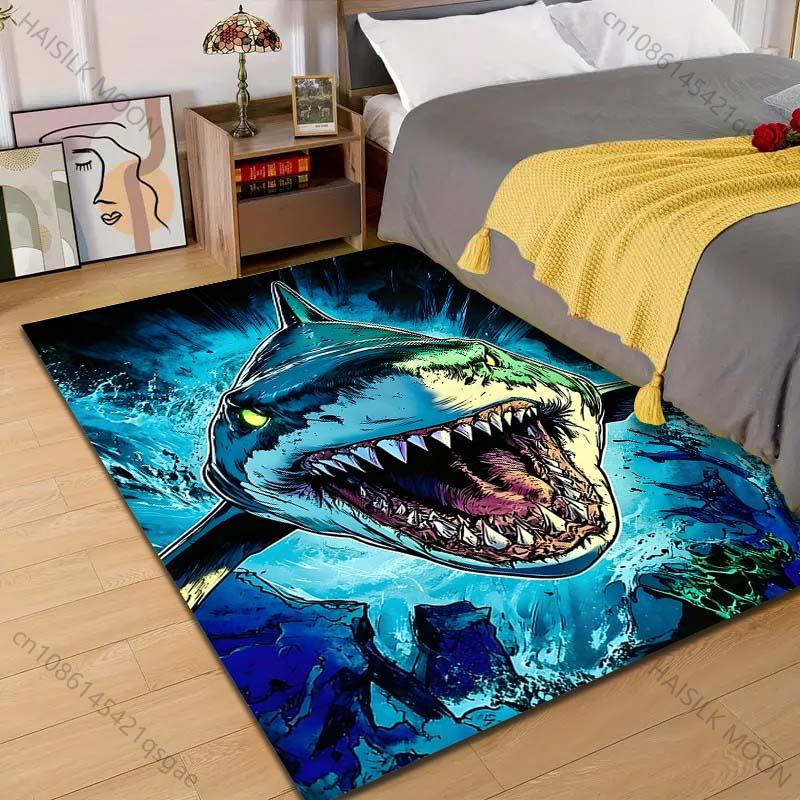 

Ferocious shark lunging forward Pattern Rug Carpets for Bedroom Living Room Sofa Mat Creative Door Mat Cloakroom Home Decor 40cm x 60cm