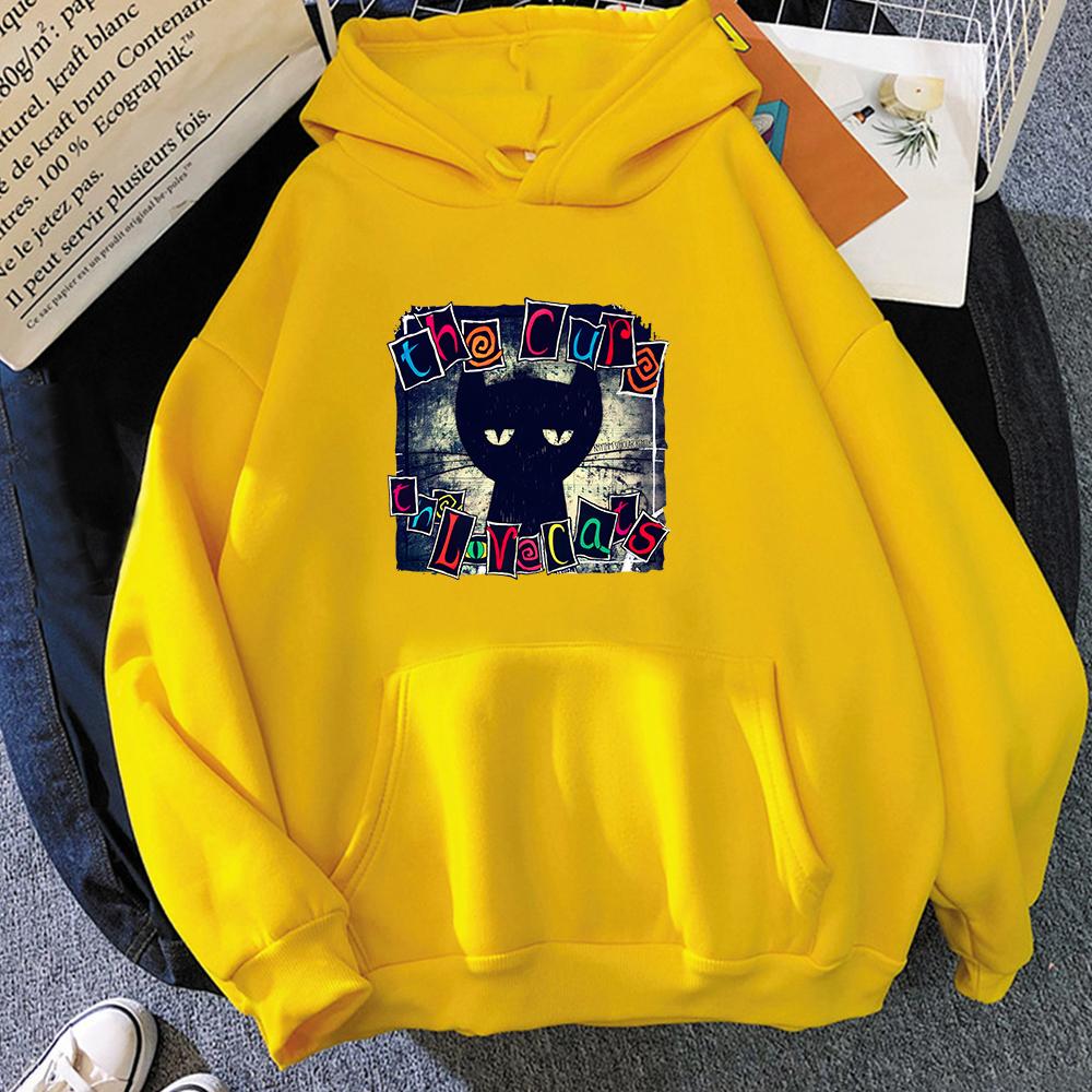The Cure Love Cats Hoodies Mens Gothic Streetwear Sweatshirts for Winter Autumn Cartoon Print Male Pullovers Clothes Man