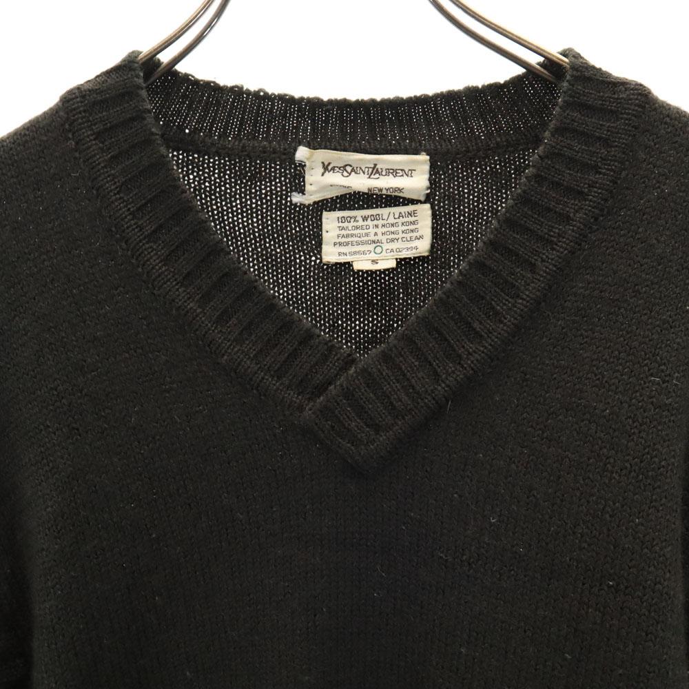 Yves Saint Laurent 80s Wool Vintage Long Sleeve V Neck Sweater S Knit Men's Used