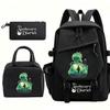 Large Capacity Schoolbag with Shoulder Strap; Student Three-piece Pencil Case Set
