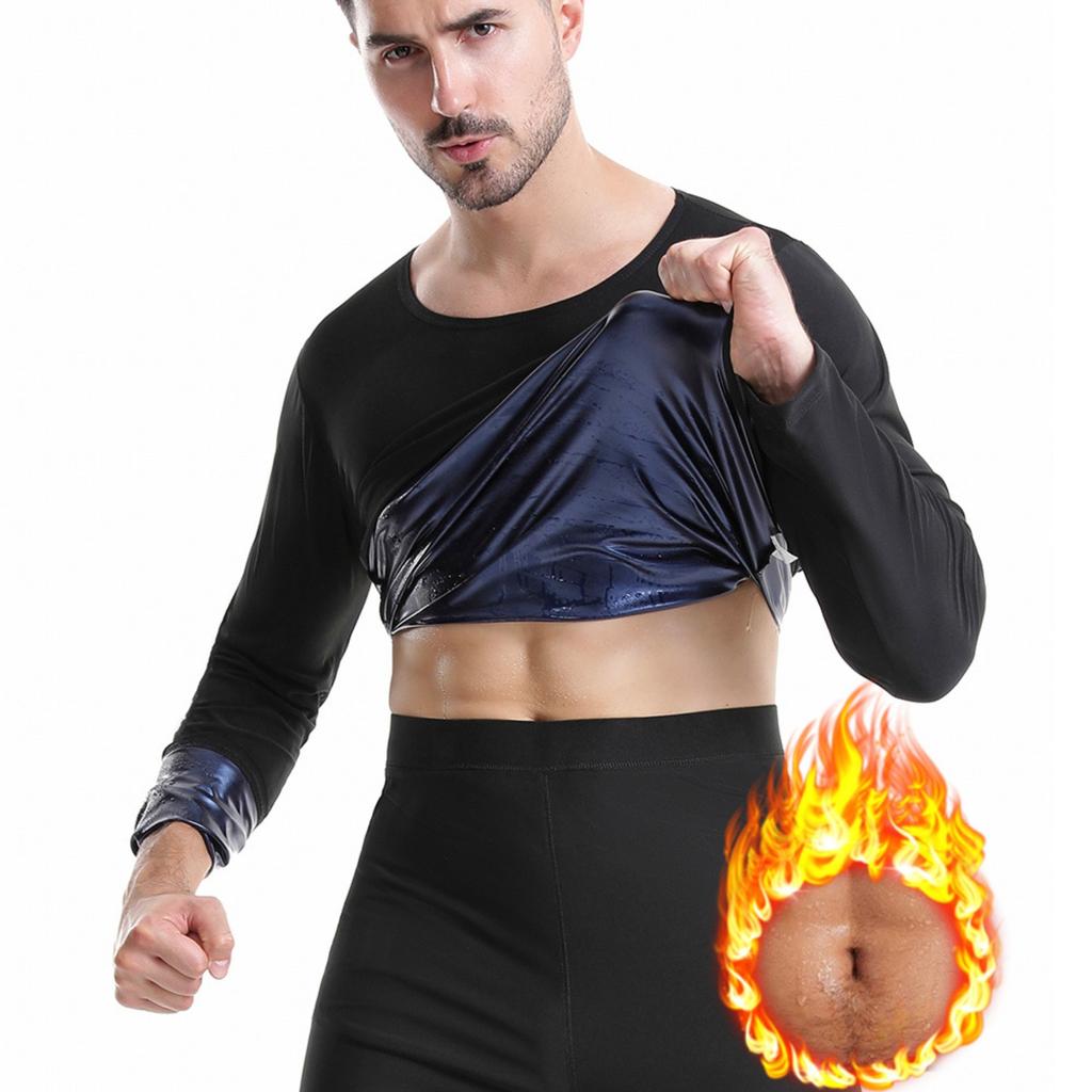 Mens Sauna Suit Hot Polymer Sweat Shirts Long Sleeve Workout Tank Tops Shapewear Waist Trainer Body Shaper Athletic Slimming Sweatshirt