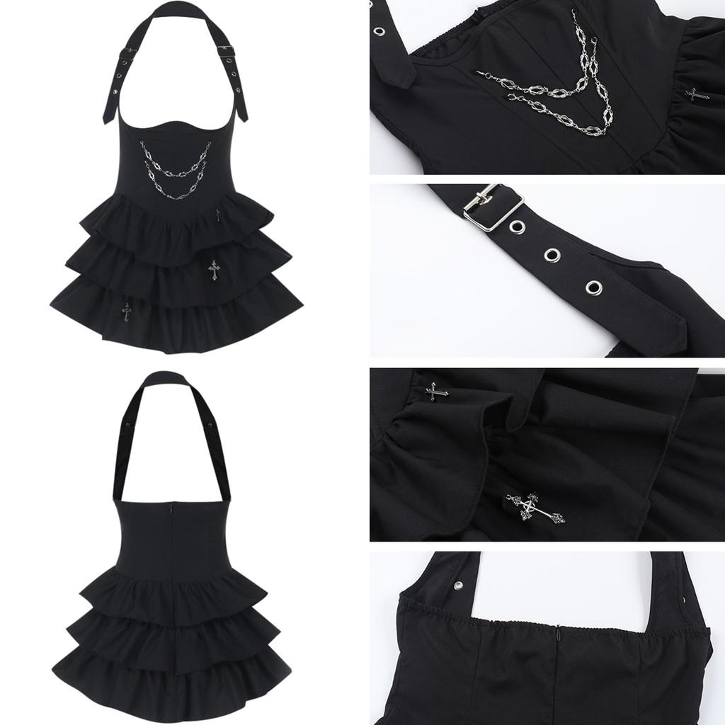 Sivrusn Halloween Cosplay Gótico Lolita Idol Lolita Mini Mina Terrestre Lolita Doentia Retro Performance Ao Vivo Tamanho P Vestido, Preto, Fantasia, Vestido, Estilo,