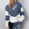 Autumn Winter Vintage Leopard Cardigan Loose Knitwear V Neck Long Sleeve Sweater