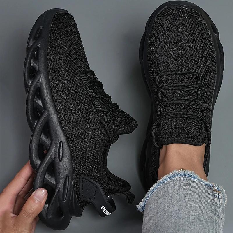 2025 Men Casual Sport Shoes Breathable Lightweight Sneakers Outdoor Mesh Black Running Shoes Athletic Jogging Walking Shoes