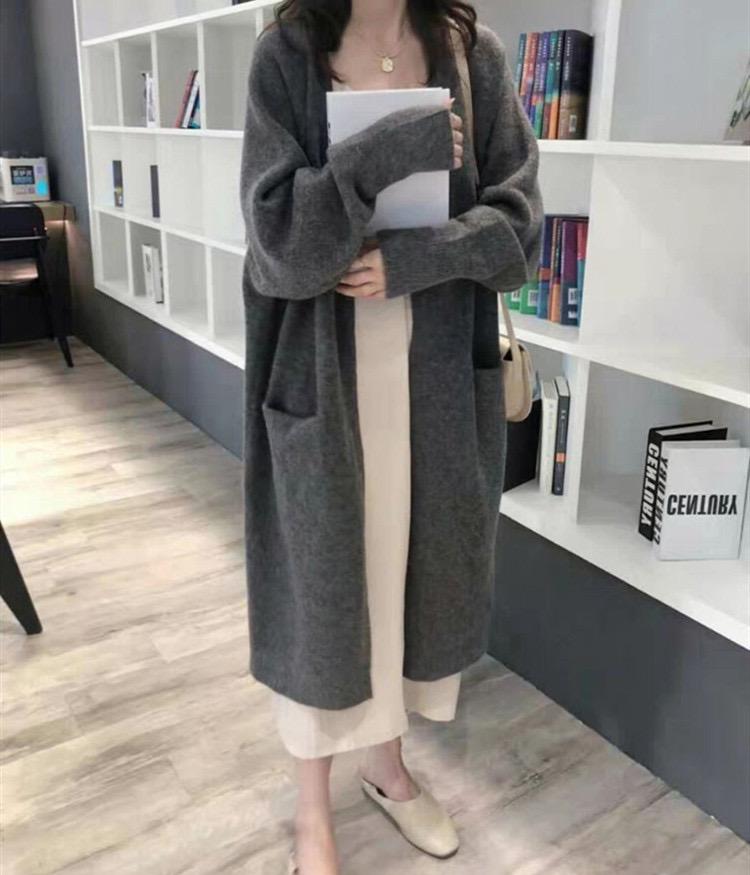 

Женские кардиганы, новый стиль на осень и зиму, повседневный длинный вязаный кардиган, женский свитер, пальто, кардиганы с v-образным вырезом one size