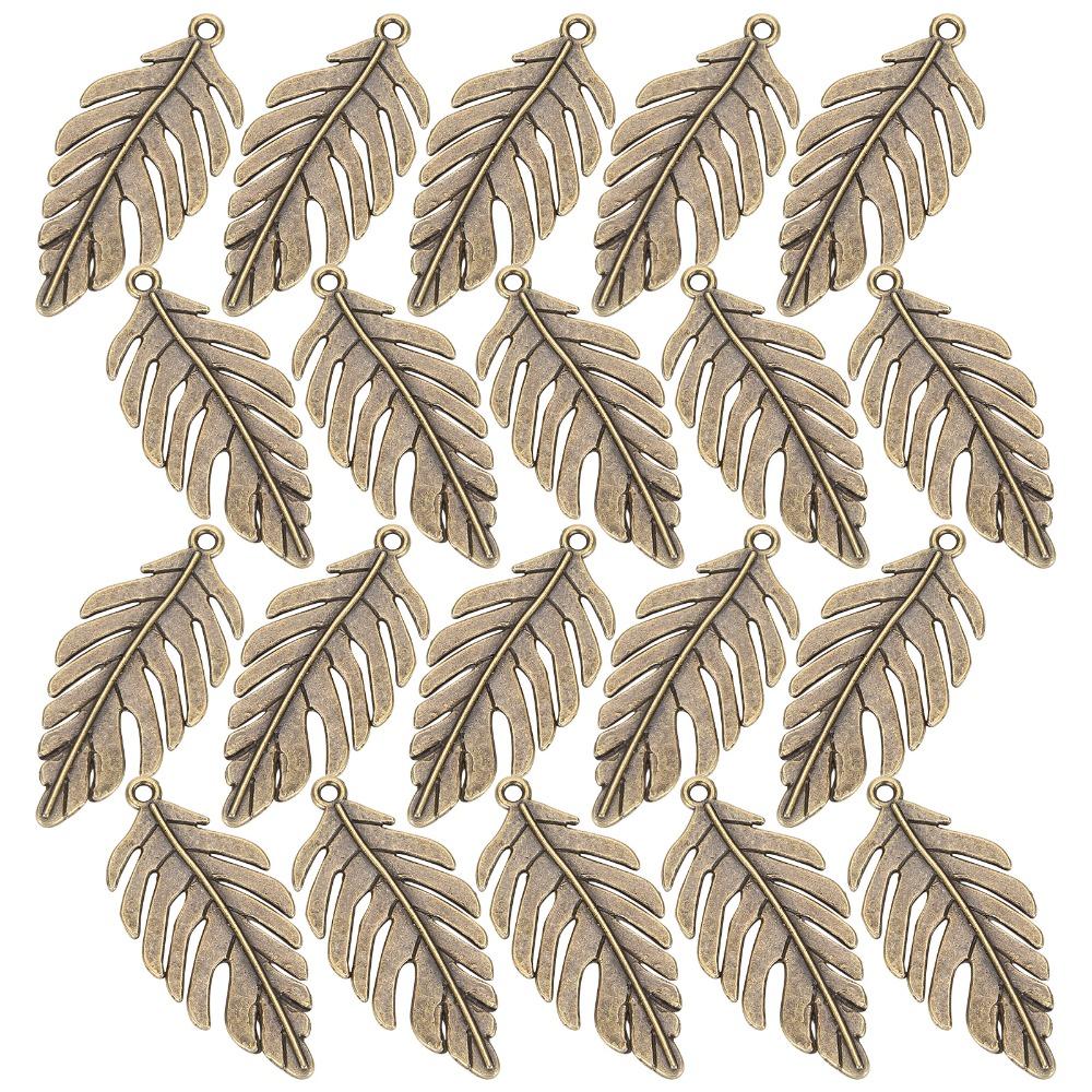 20pcs Bronze Bronze Leaf Jewelry Accessories Antique 21*46MM Leaf Charms Alloy Hollow Leaf Metal DIY Handicraft