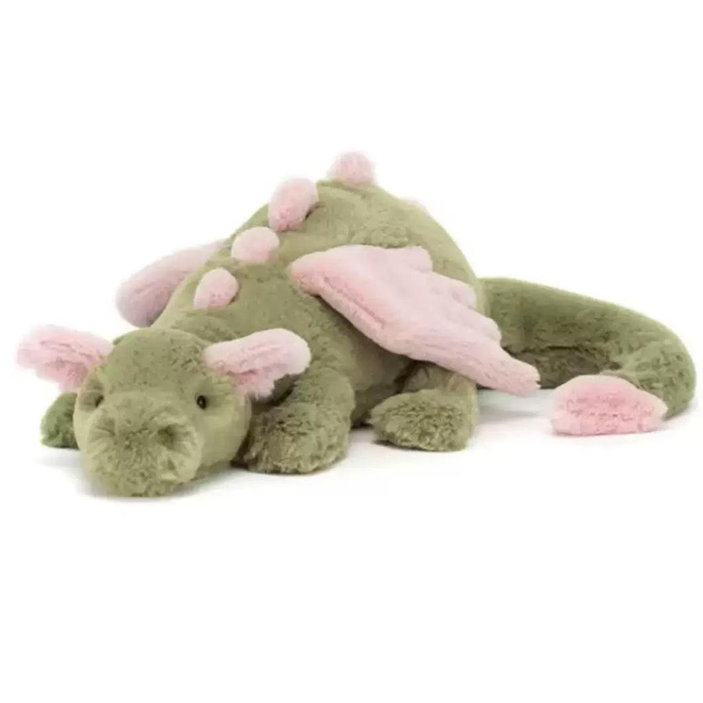 Jellycat Sky Flying Dragon Plush Toy - Snow, Blue, Pink Dragon Options for Children.