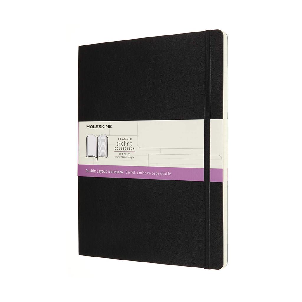Moleskine Classic Notebook, Double Layout (Plain x Ruled), Softcover, XL, Black, NB413SBK