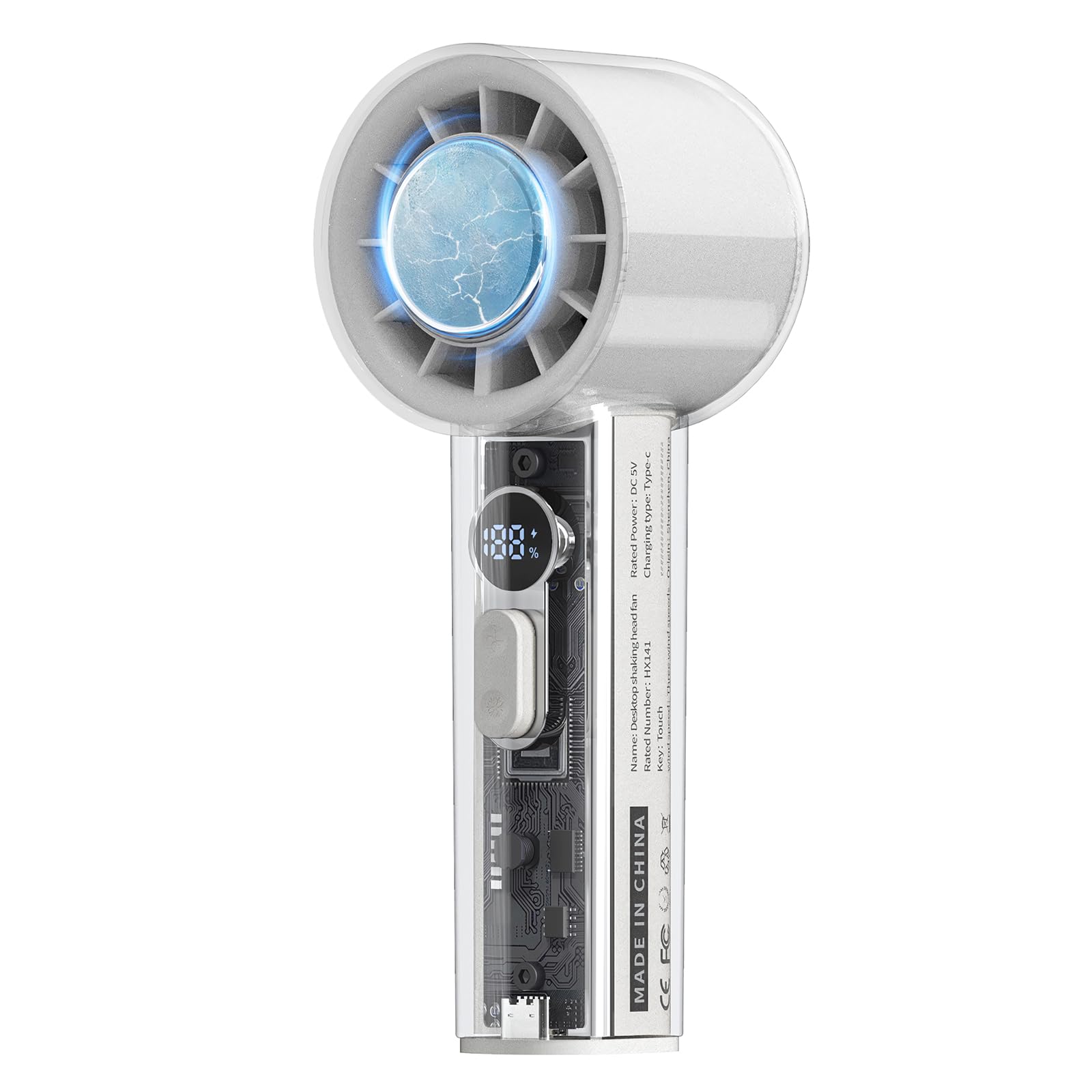 

Sedrick Handheld Portable Cooling Cooling Small Fan Cooling Function Stepless Airflow Adjustment LED Display Large Capacity 4000mAh Hours of чорний