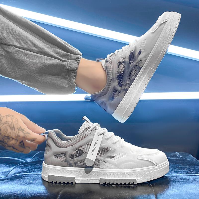 Men Vulcanize Shoes Breathable White All-match Shoes Male Flats Lace-up  Casual Shoes Autumn Men Spring Men Sneakers Light Shoes