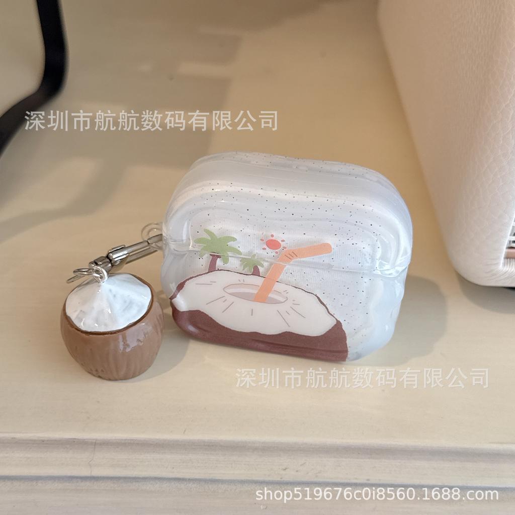 ins summer splashing ink coconut is suitable for airpodsPro1 apple protective case bluetooth 1/1st generation 1st generation earphone case