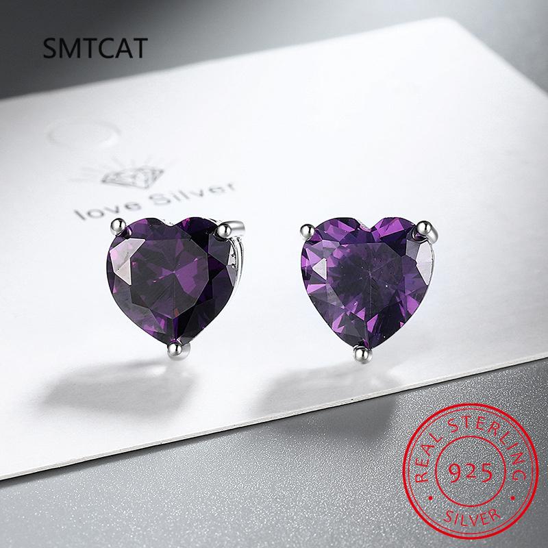D VVS1 Heart Moissanite Earrings for Women Lab Grow Diamond Solid 925 Silver Plated Gold Stud Earring Oorbellen