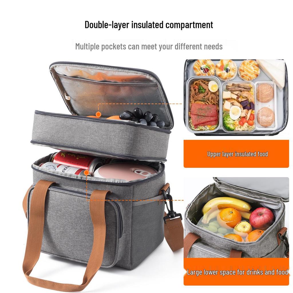 Oxford Double-Layer Insulated Waterproof Lunch Bag for Outdoor Picnics