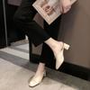Square Head High Heel Internet Celebrity Sandals Grandma Shoes Thick Heel Bag Head Half Slippers Women's Medium Heel Retro Outer Wear Lazy Muller Shoe