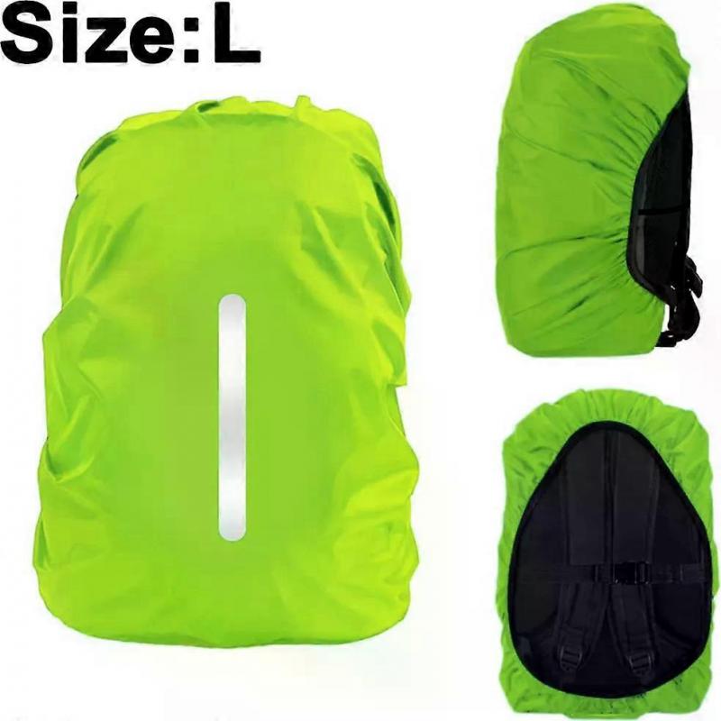 Rain cover for backpacks and school bags (25-70L), waterproof backpack rain cover, rain cape with reflectors for hiking, camping, cycling (fluorescent