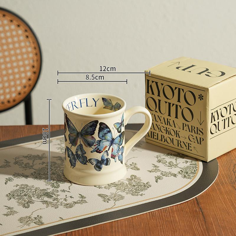 

French Retro High-color Value Mug Niche Office Water Cup Premium Feeling Ceramic Coffee Cup Breakfast Mugs 301-400ml