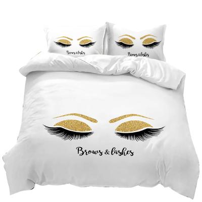 Eyelash Duvet Cover Closed Eyes Glamor Makeup Cosmetics Beauty Feminine Design Twin Bedding Set Queen King Polyester Qulit Cover