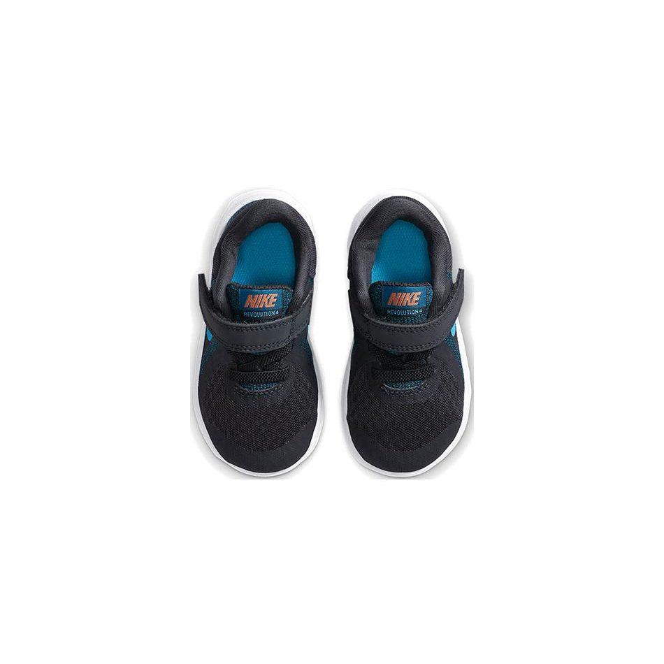 Nike REVOLUTION 4 Fabric Low top Running Shoes Black Blue White Infant And Toddler 943304-016