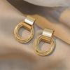 New Exaggerated Twist Metal Dangle Earrings for Women Gold Color Punk Fashion Female Hanging Earrings Boho Geometry Ear Zircon