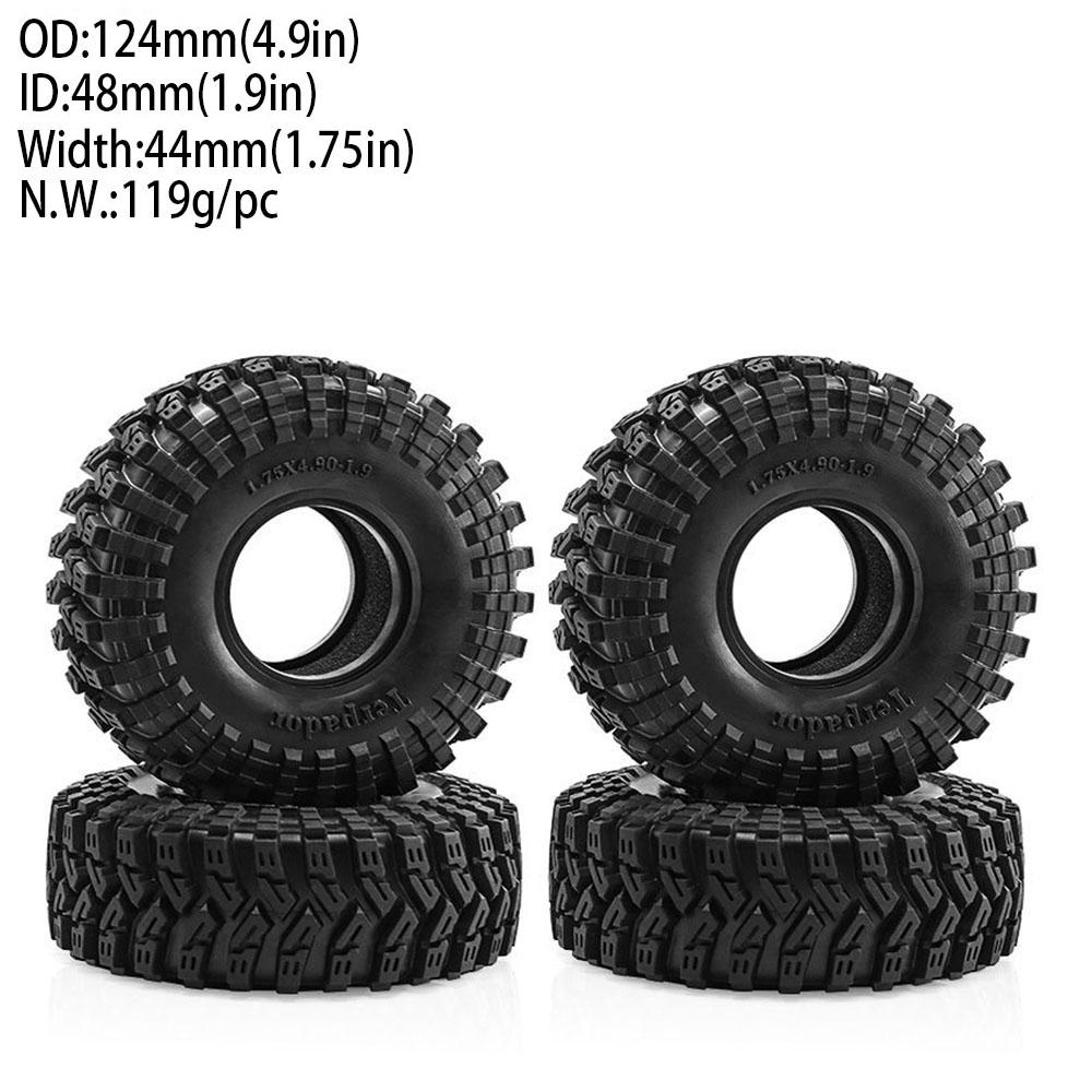 4Pcs 1.9 Inch 1/10 RC Crawler Rubber Rock Tires for Traxxas TRX4 TRX6 Axial SCX10 90046 RC4WD D90 D110 Upgrade Parts