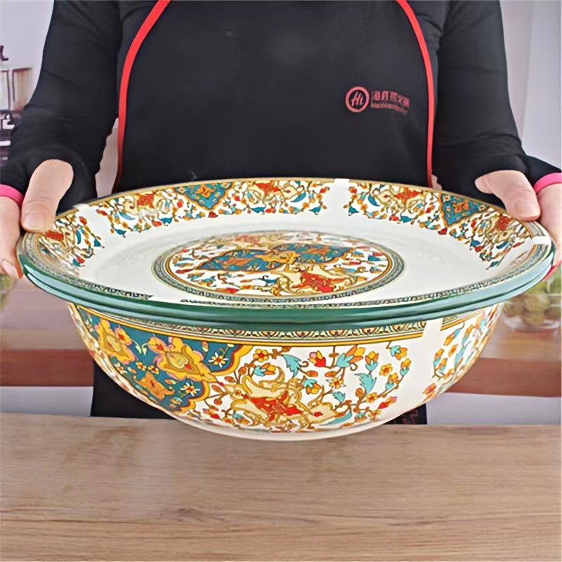 YAHOO Speciale Set Bacinelle Smaltate Thi per Uso Domestico Bacinella per Lavare Verdure Bacinella per Ripieno Ravioli rotonda ape Utensili da Cucina Fatti a Mano